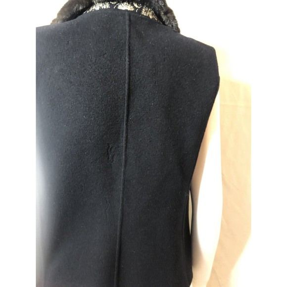 LINDA ALLARD ELLEN TRACY Wool Vest Embroidered Black Faux Fur Collar Small - Picture 11 of 12